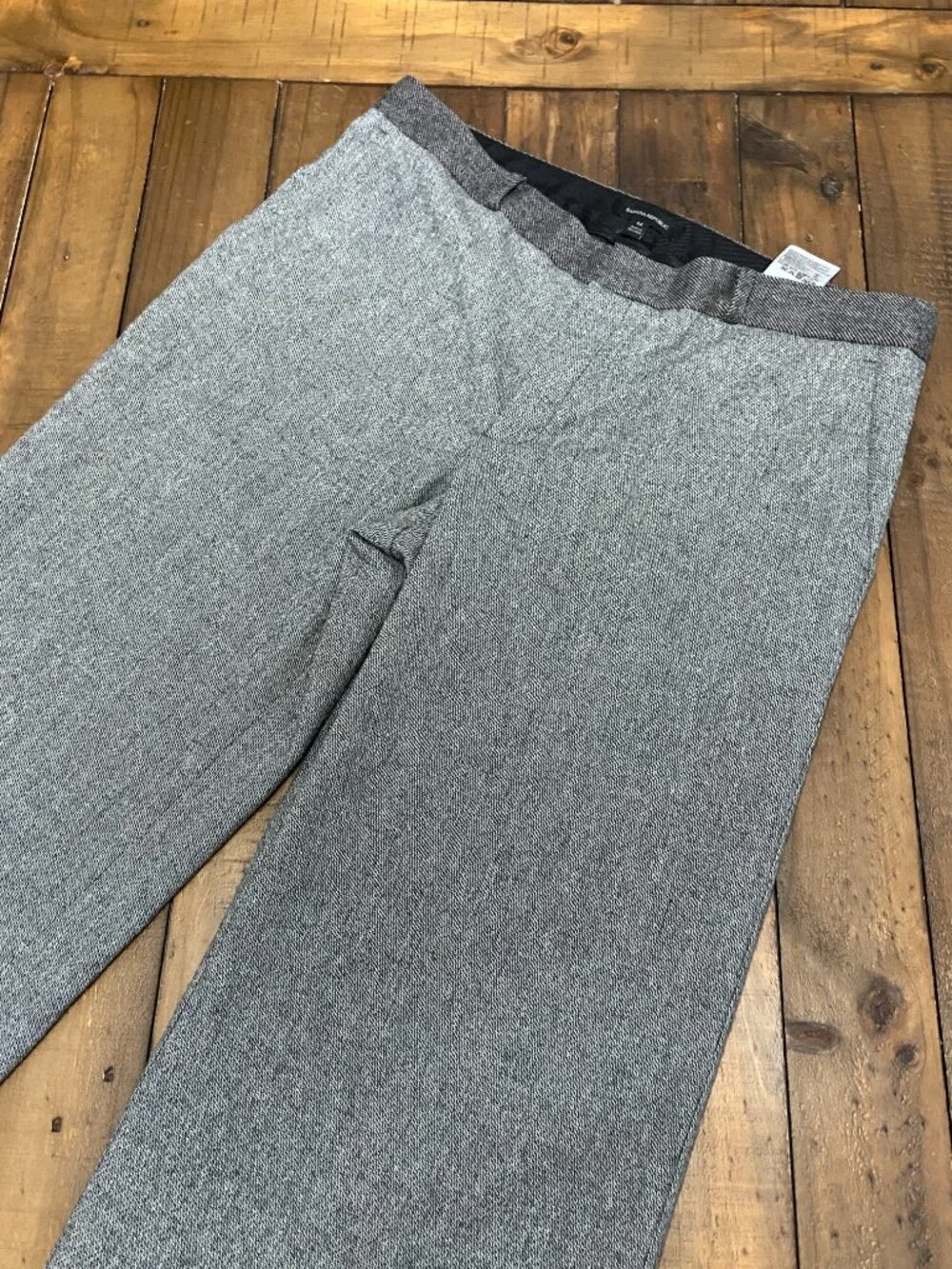Banana Republic Herringbone Tweed Wide-Leg Trousers - Gray/Black -‎ Size 14